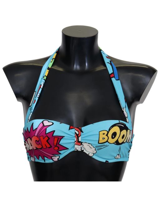Dolce & Gabbana Synthetic Light Cartoon Print Beachwear Bikini Tops in