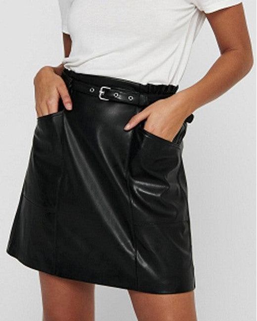 ONLY Black Faux Leather Skirt