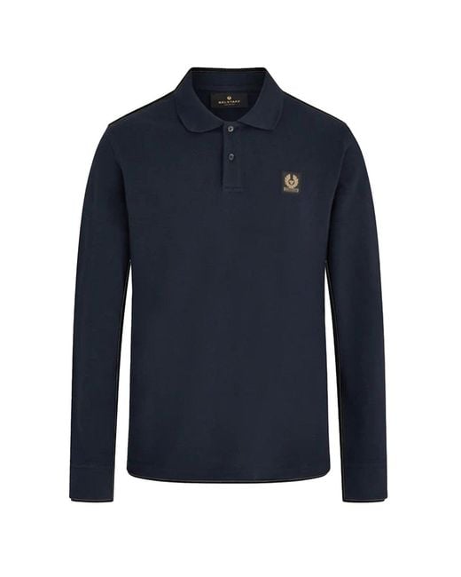 Belstaff Blue Long Sleeve Button Polo Shirt for men