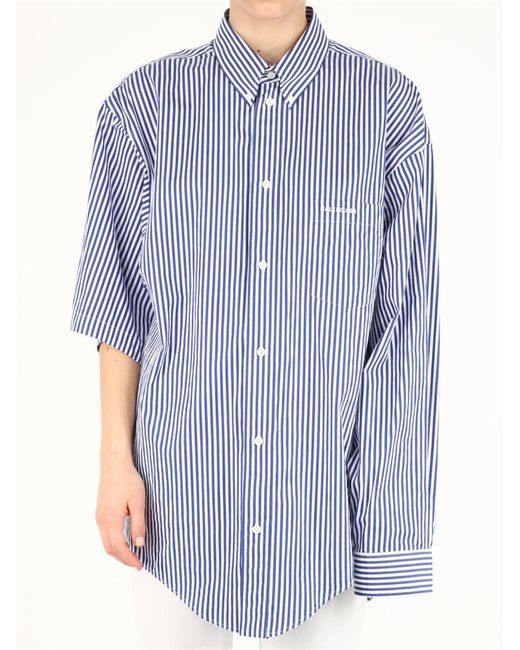 Balenciaga Cotton Shirts in Light Blue 