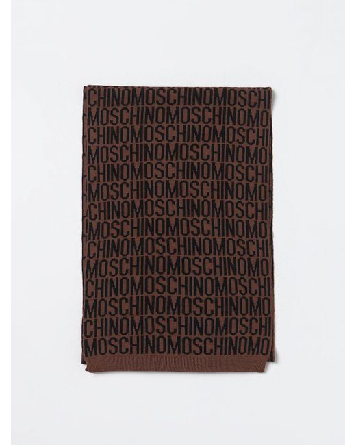 Moschino Brown Logo Knitted Scarf