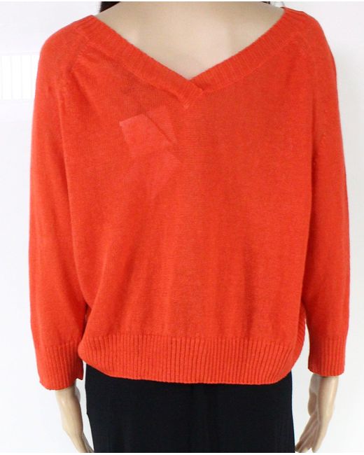Max Mara Linen Sweater Size Small S Pullover Long-sleeve in Red | Lyst