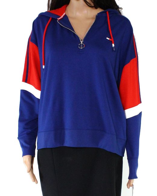 Tommy Hilfiger Synthetic Hoodie Size Medium M 1/4 Zip Colorblock in Blue |  Lyst