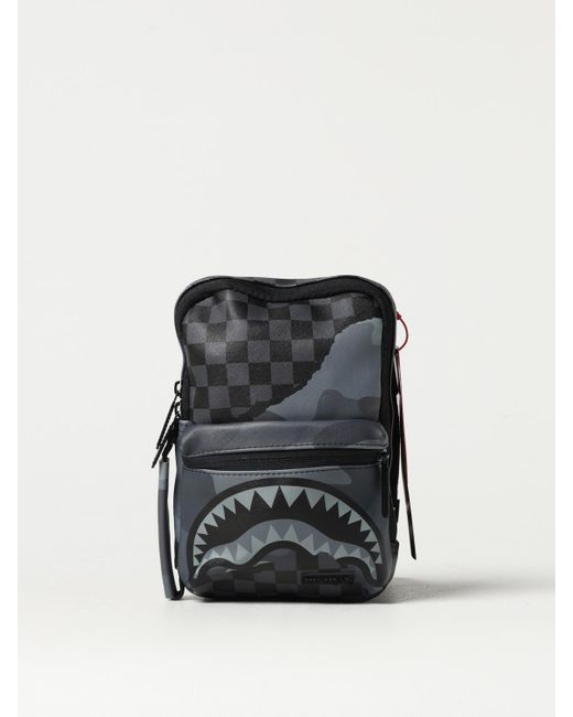 Sprayground Black Checkered Camo Shark Backpack for men
