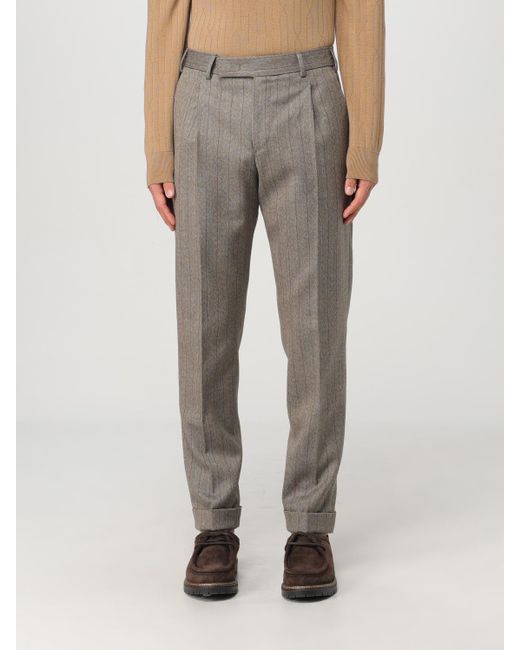 PT Torino Gray Pinstripe Trousers Classic Fit for men