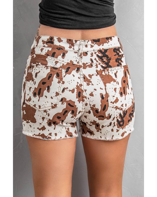 Azura Exchange Cow Print Denim Shorts 