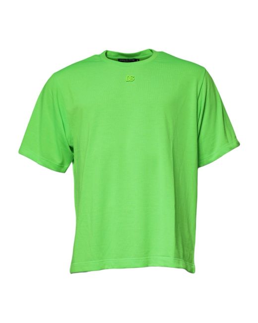 Dolce & Gabbana Green Dg Logo Tee Short Sleeve Crew Neck for men