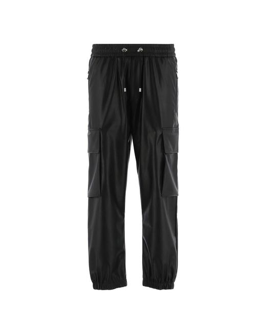 Balmain Faux Leather Cargo Pants in Black for Men | Lyst