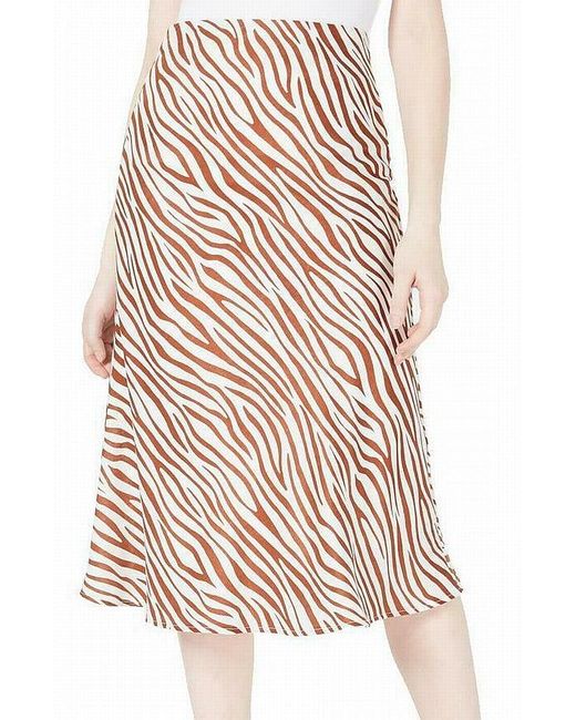 4si3nna Brown Skirt White Size Medium M A-line Zebra-print