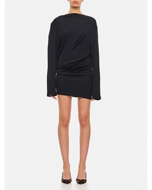 Jacquemus Black Le Tshirt Robe Draped Mini Dress