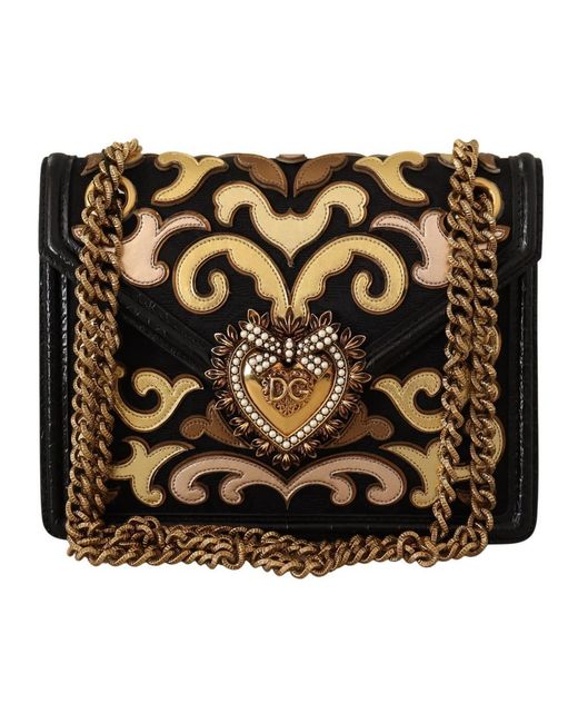 Dolce & Gabbana Gold Leather Heart Small Shoulder Devotion Bag in ...