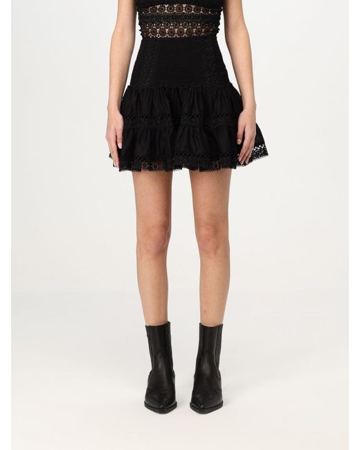 Charo Ruiz Black Tiered Mini Skirt Embroidered Detail