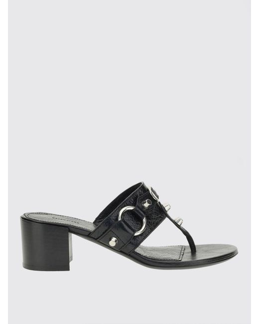 Balenciaga White Studded Slingback Leather Sandals