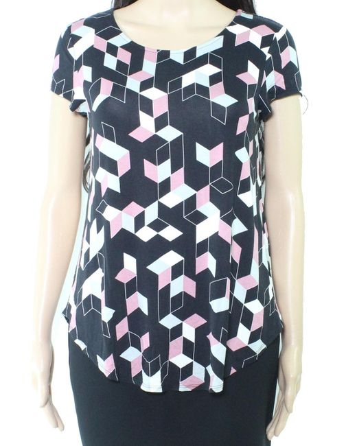 Alfani T-shirt Size Xs Cap Sleeve Geo 