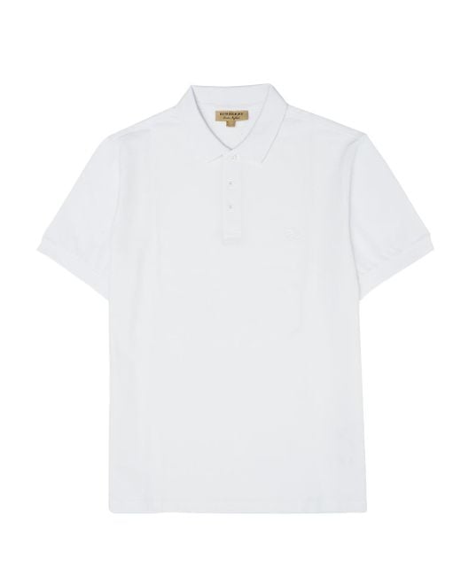 Burberry White Cotton Polo Shirt for men