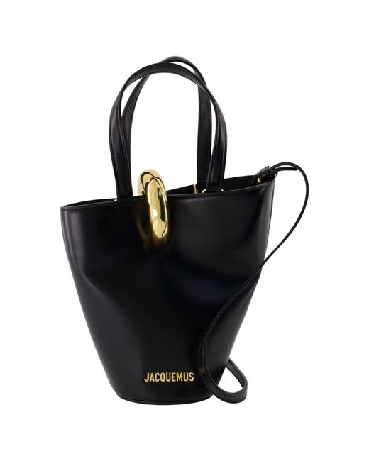 Jacquemus Black Structured Leather Tote Bag