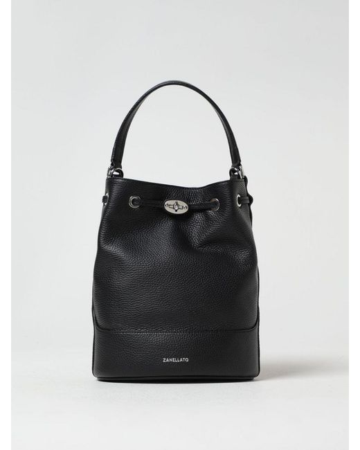 Zanellato Black Daily Leather Bucket Bag