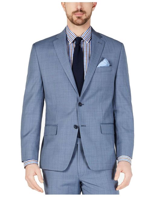 Michael Kors Wool Suit Jacket Size 44 Short Classic-fit Stretch in Blue ...