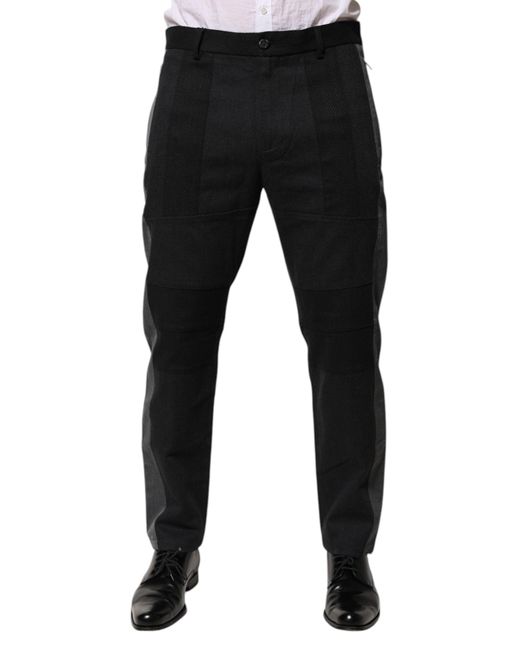 Dolce & Gabbana Black Gray Cotton Dress Formal Trouser Pants for men