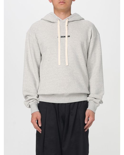 Jil Sander Gray Comfortable Drawstring Hooded Neck Long Sleeve Pullover for men