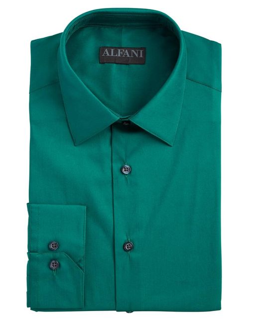 Alfani Cotton Dress Shirt Green Size 
