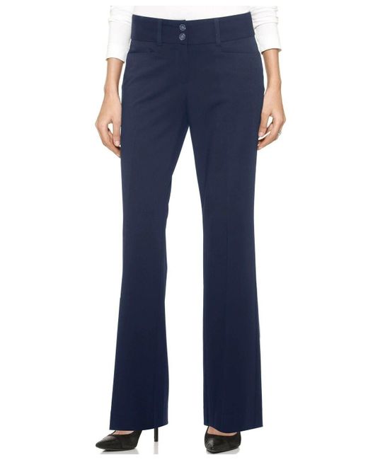 Alfani Women's Dress Trousers Size 8x30 Curvy Fit Wide Leg Stretch - Blue