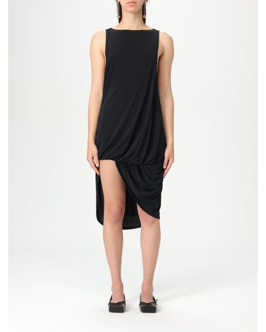 Jacquemus Black Draped Jersey Mini Dress Asymmetrical Hem