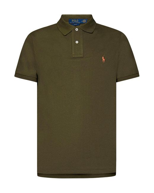 Ralph Lauren Green Short Sleeve Polo With Button Fastening for men