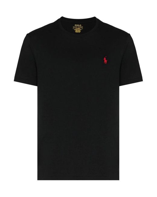 Ralph Lauren Black Round Neck Cotton T-Shirt With Short Sleeves for men