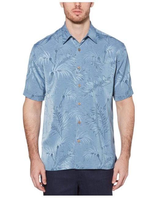Cubavera Synthetic Shirt Navy Size Xl Tropical Leaf Jacquard Button in ...