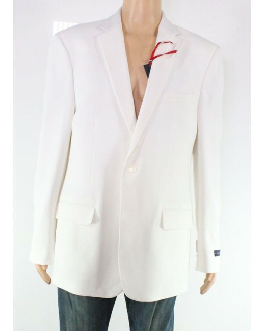 Tommy Hilfiger Synthetic Blazer Size 38 S Slim-fit Solid Weave in White  Ivory (White) for Men | Lyst