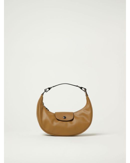 Longchamp Metallic Stylish Leather Shoulder Bag For Everyday Essentials And Fashionable Touch