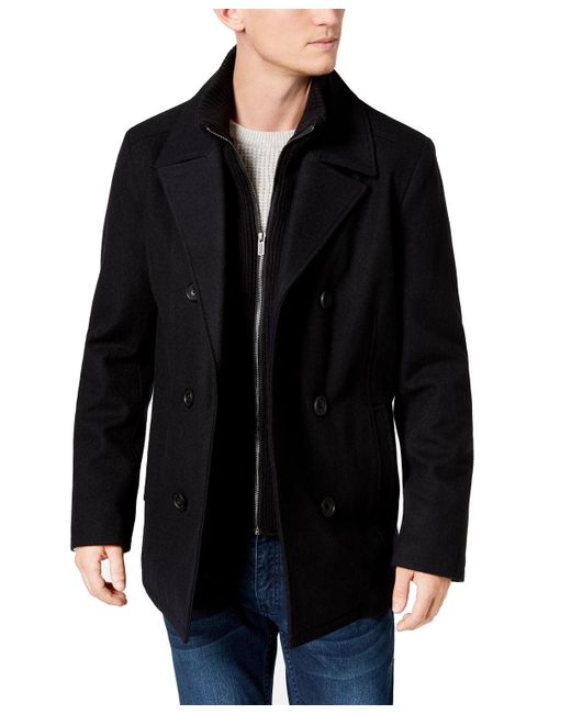 Kenneth Cole Wool Jacket Solid Size Big 2x Full Zip Pea Coat in Black ...