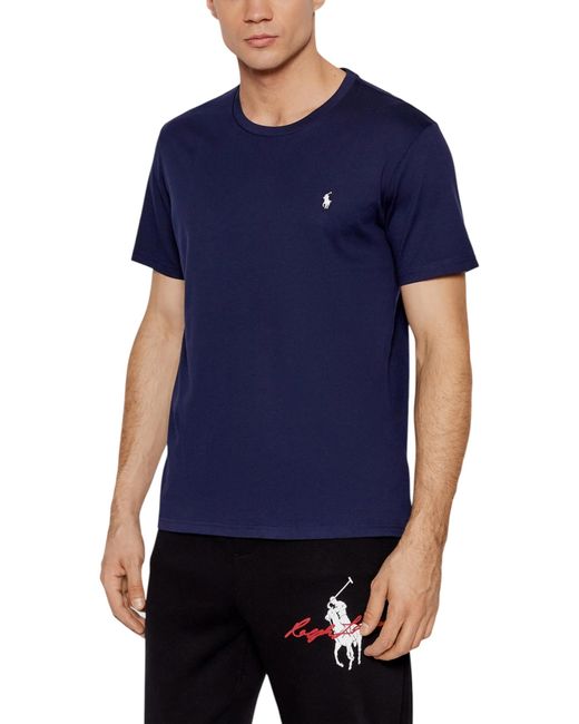 Ralph Lauren Blue Round Neck Short Sleeve Cotton T-Shirt for men