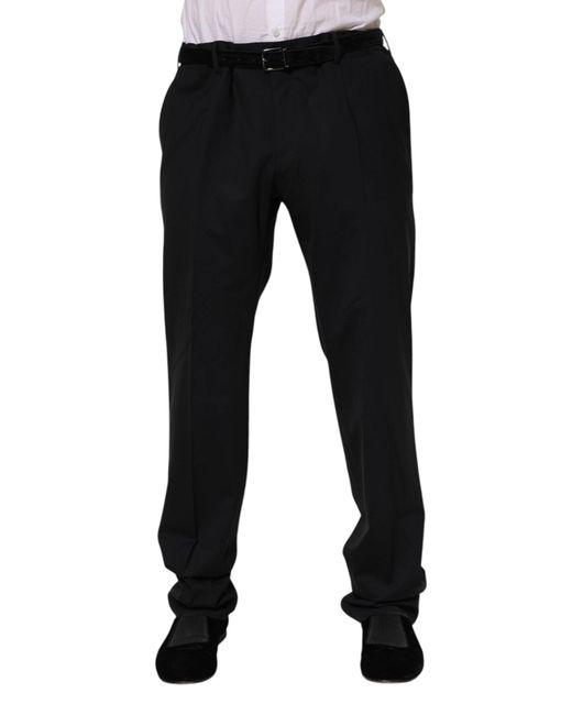Dolce & Gabbana Black Wool Formal Dress Pants for men