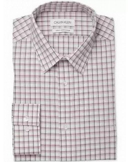 Calvin Klein Cotton Dress Shirt Size 17 1 2 Slim fit Stretch Collar In 