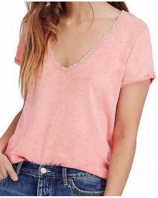 Free People Linen Blouse Salmon Pink 