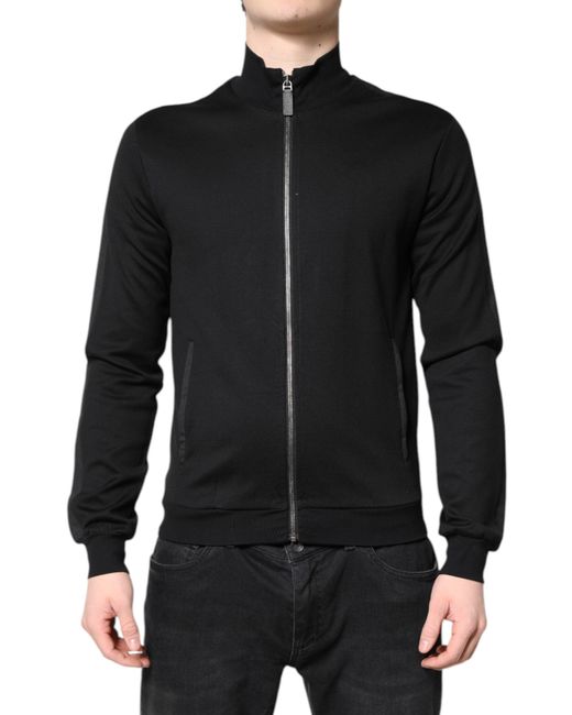 Dolce & Gabbana Black Cotton Logo Full Zip Men Bomber Jacket for men