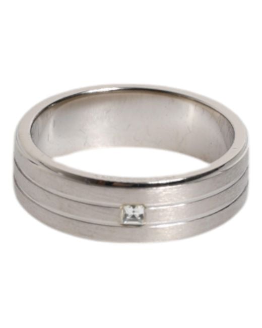 Dolce & Gabbana Gray Silver Tone Brass Clear Crystal Dg Logo Ring for men
