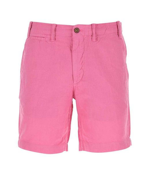 Ralph Lauren Linen Polo Shorts in 7 (Pink) for Men - Lyst