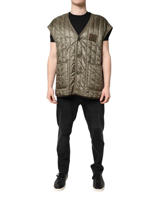Dolce & Gabbana Brown Quilted Sleeveless Vest for men