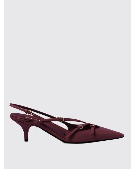 Miu Miu Purple Patent Leather Slingback Pumps Kitten Heel