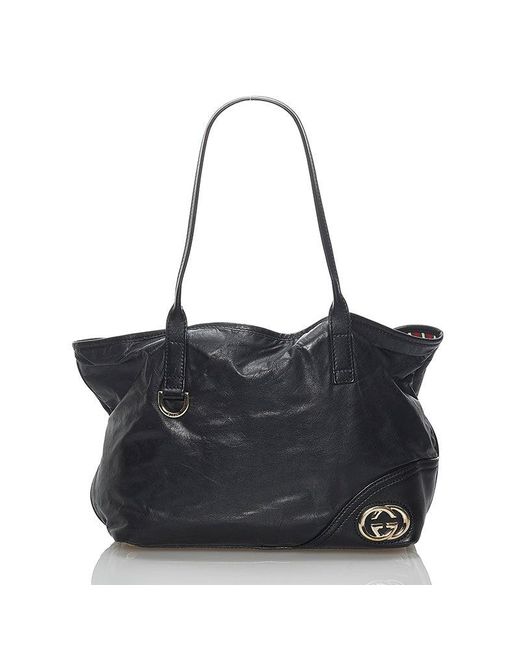 Gucci Preloved Leather Britt Tote Bag in Black Lyst