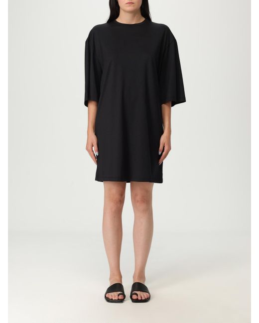 Totême  Black Relaxed Fit Above Knee Length T-Shirt Dress With Short Sleeves