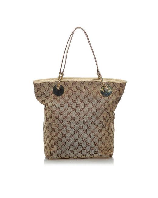 Gucci Preloved GG Canvas Eclipse Tote Bag in Brown Lyst
