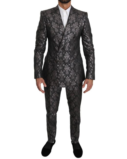 Dolce & Gabbana Synthetic Silver Aroque Double Breasted Suit in Gray ...