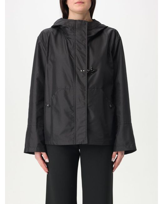 Fay Black Hooded Relaxedfit Bell Sleeve Jacket