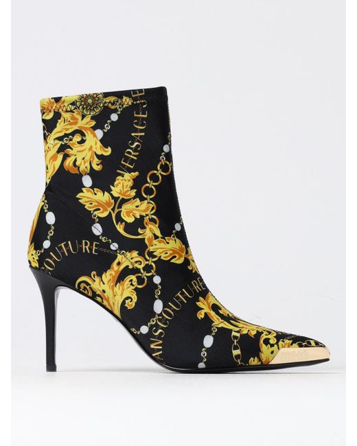 Versace Black Baroque Print Ankle Boots