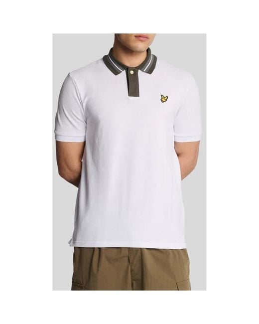 Lyle & Scott White Tipped Collar Polo Shirt for men