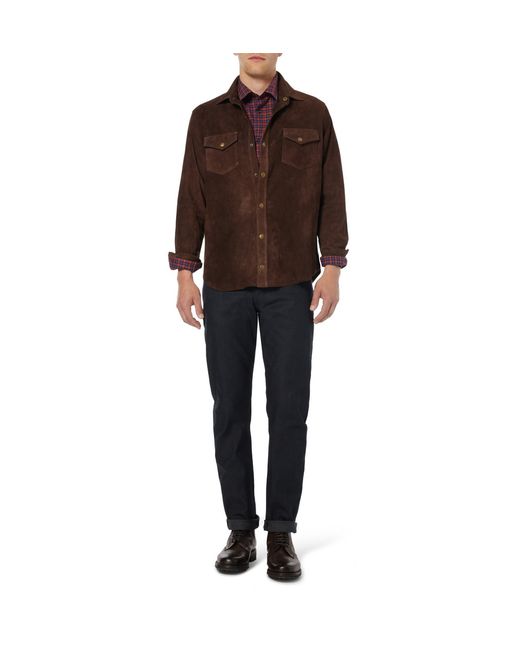 Billy Reid Suede Shirt in Brown for Men 